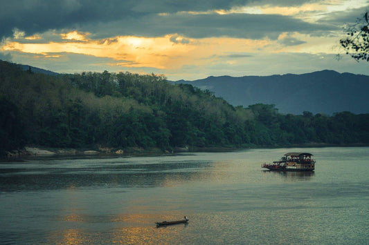 Laos sunset over the mekong delta photography