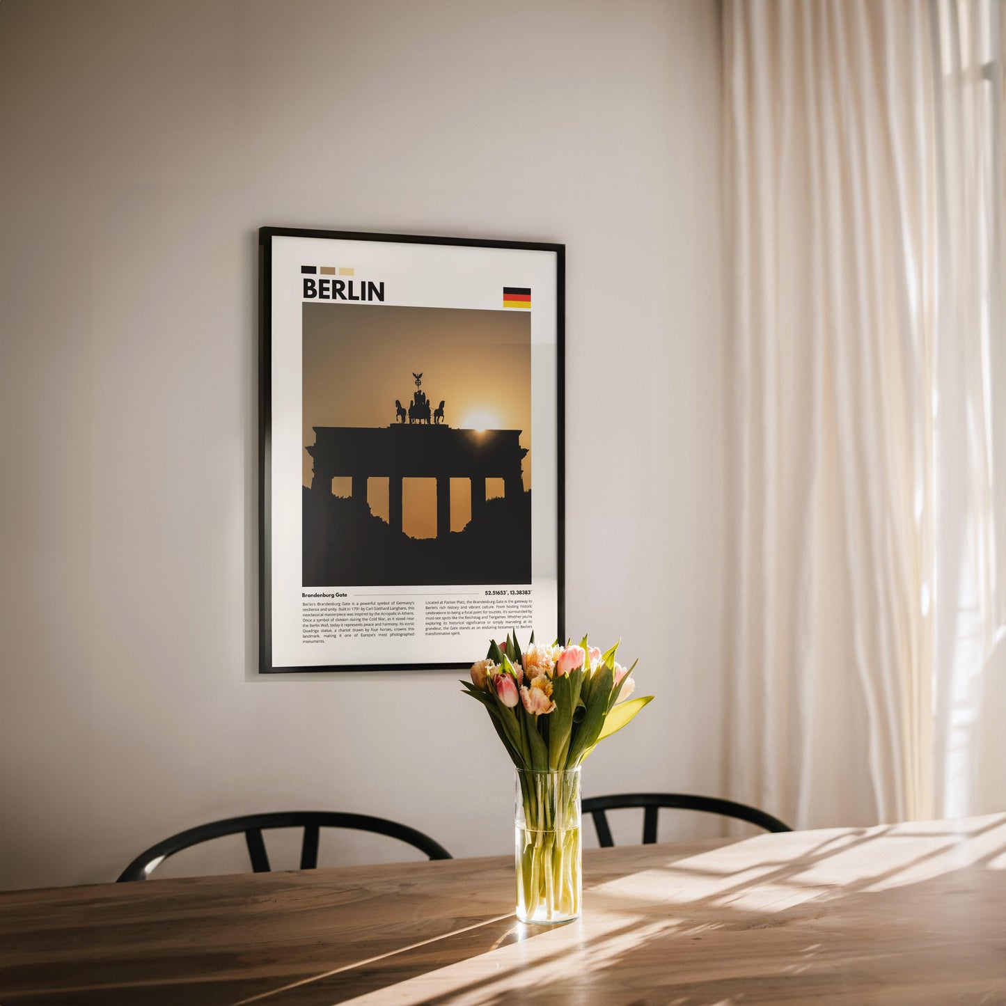 Stunning image of the Brandenburg Gate in Berlin, highlighting its detailed architecture and cultural heritage, ideal for travel-inspired wall art.