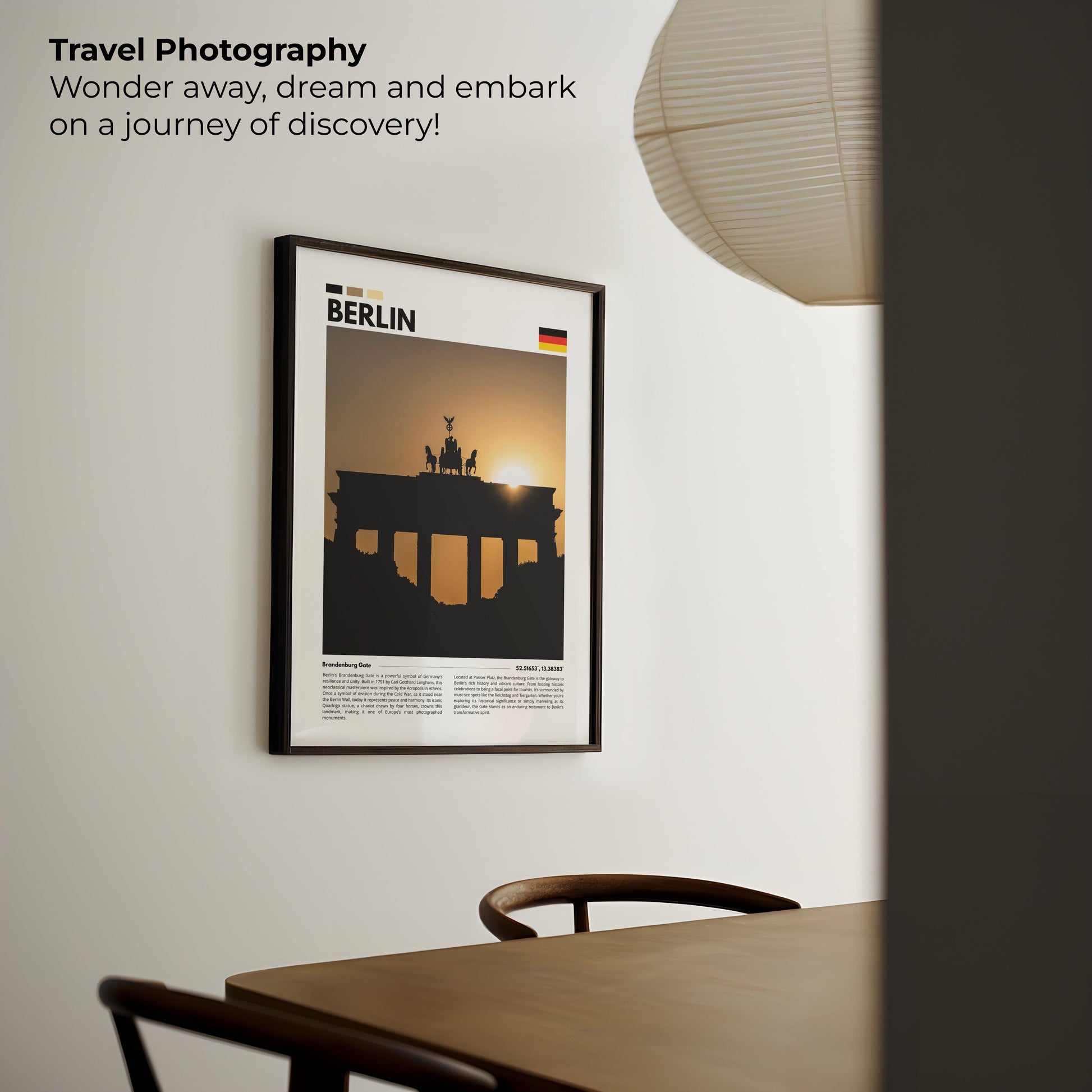 Iconic Brandenburg Gate captured in detailed photography, showcasing its grandeur and significance as a symbol of unity, perfect for modern decor.