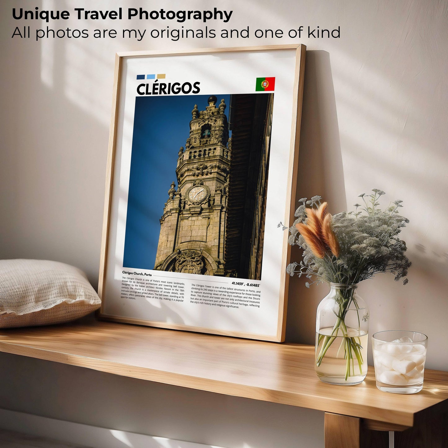 Clérigos Tower cityscape Porto photography print