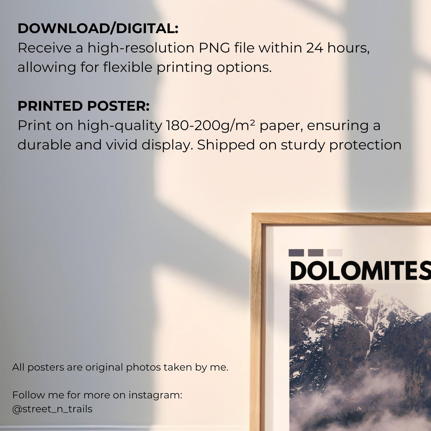 Rugged peaks and serene alpine scenery in the Dolomites, captured in high-quality photography perfect for travel enthusiasts and serene wall art.