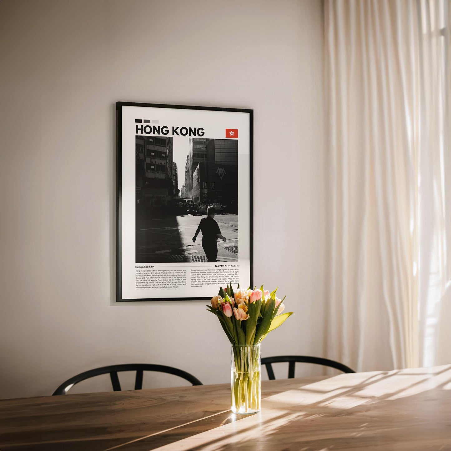 Timeless black and white photography of Hong Kong, highlighting its iconic skyline and dynamic architecture for modern interiors.