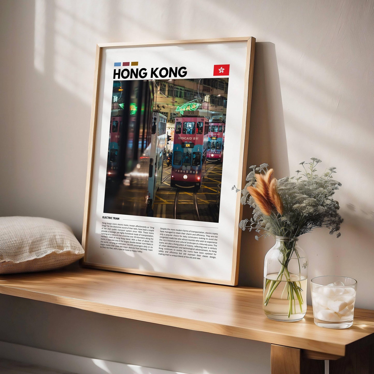 Urban Hong Kong tram photo wall decor