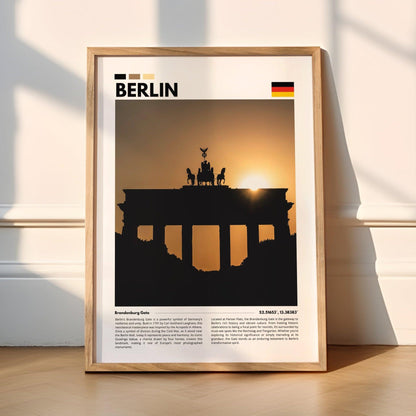 Grand Brandenburg Gate in Berlin captured in high-resolution photography, showcasing its timeless design and cultural significance for wall art lovers.