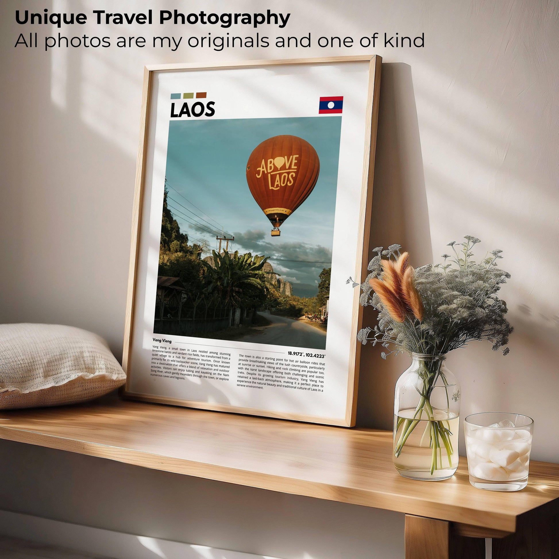 Hot air balloon over Luang Prabang Laos wall art