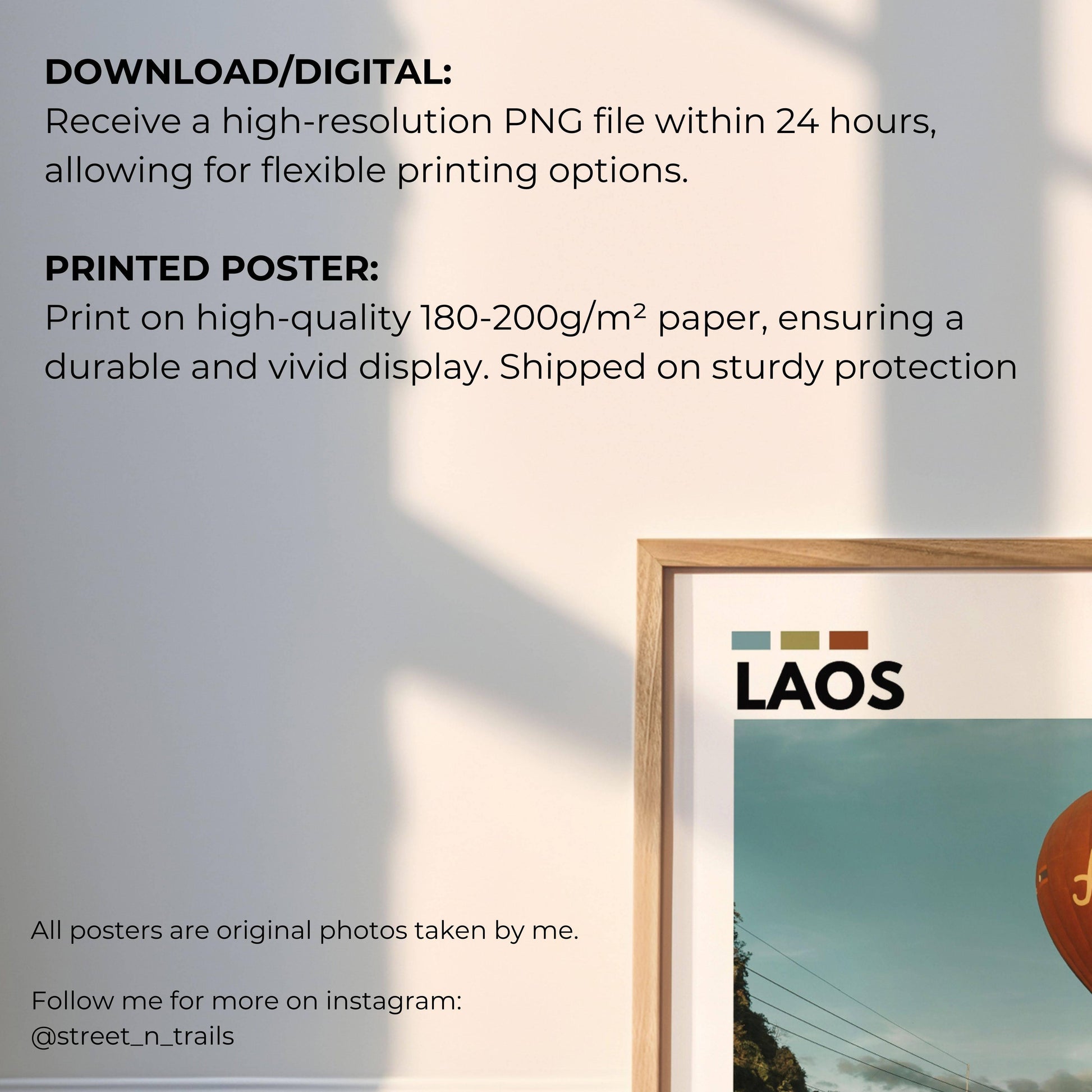 Scenic Luang Prabang hot air balloon print