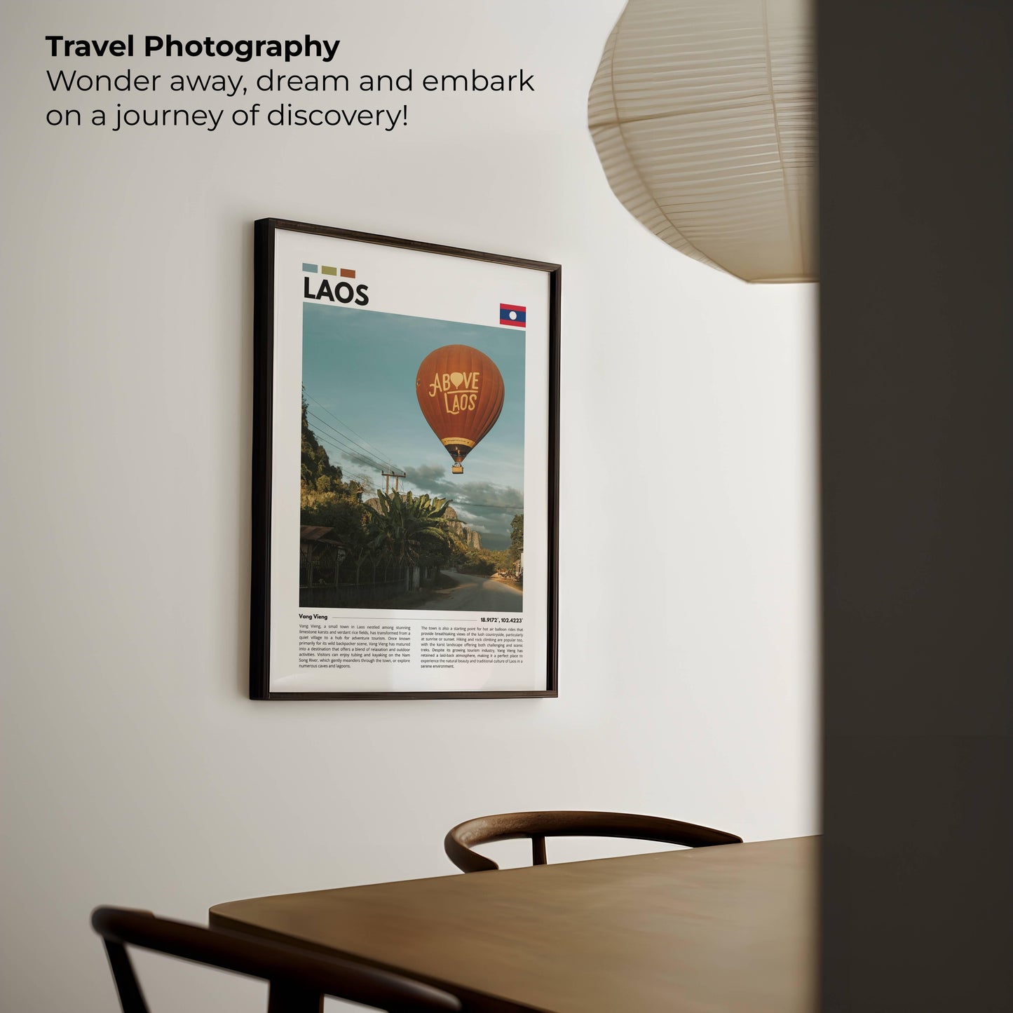 Original Laos hot air balloon photo print