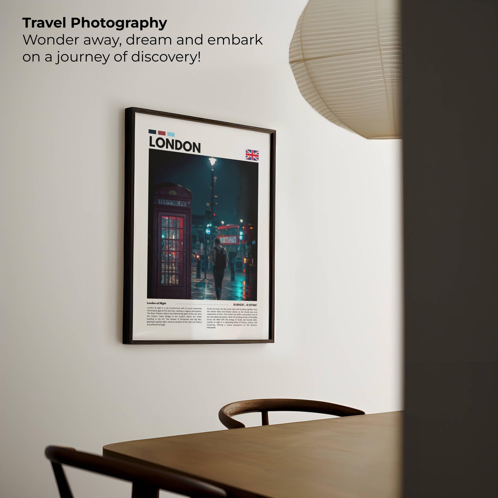 London at night featuring iconic city landmarks illuminated by vibrant lights, captured in stunning photography perfect for modern urban wall decor.