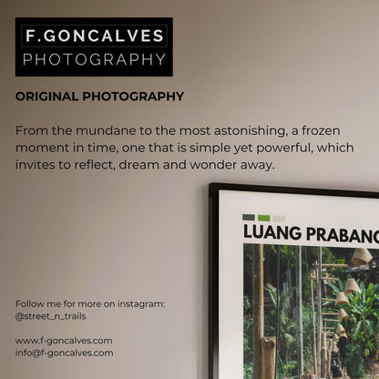 Stunning image of the bamboo bridge in Luang Prabang, Laos, showcasing its rustic charm and blending with the lush natural environment, ideal for minimalist decor.