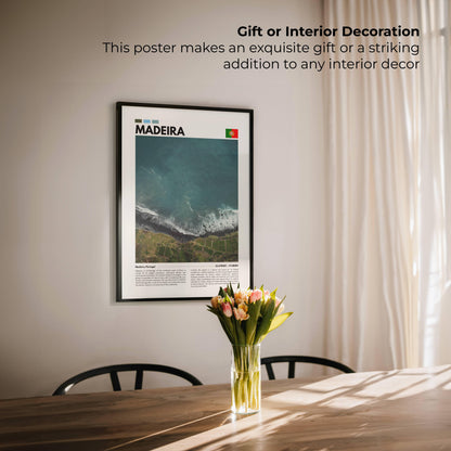 Beautiful Madeira cliffs photography poster featuring the dramatic coastline and rich natural textures of Portugal’s island paradise, ideal for modern decor.