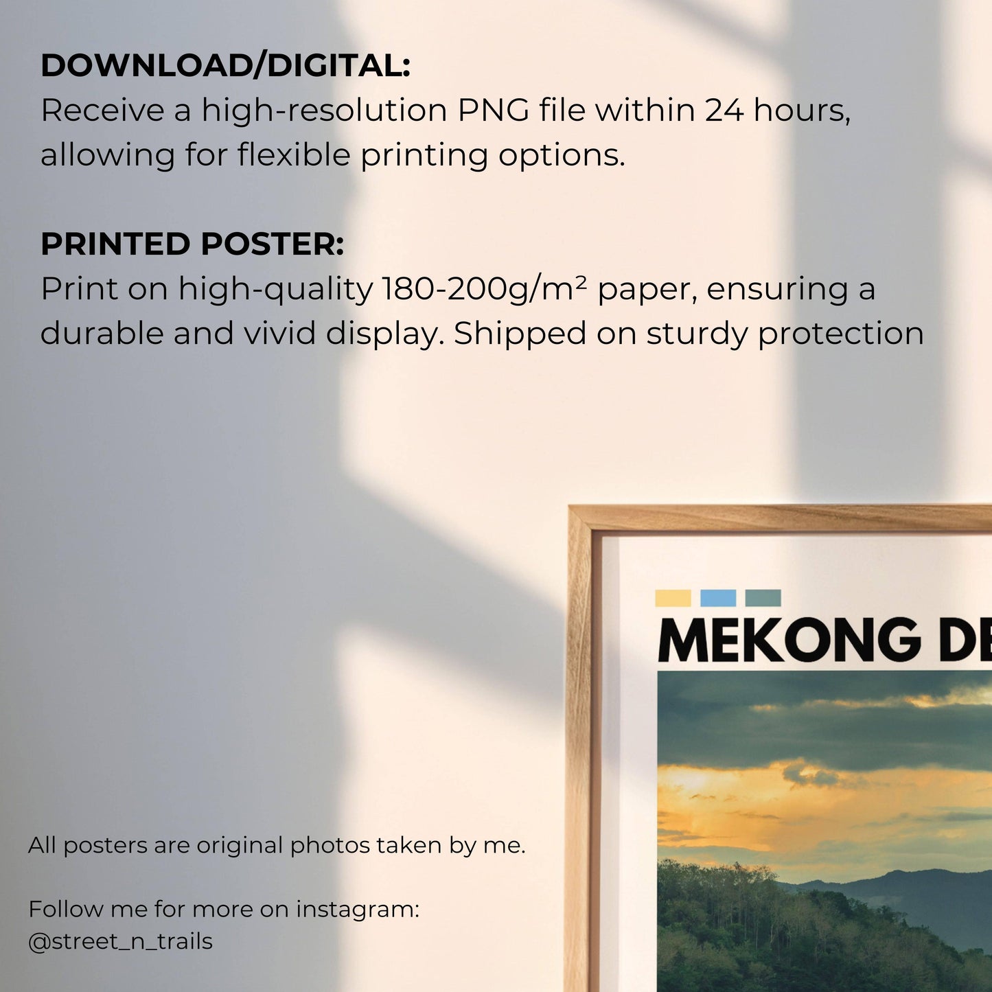 Tranquil Mekong Delta sunset photo print