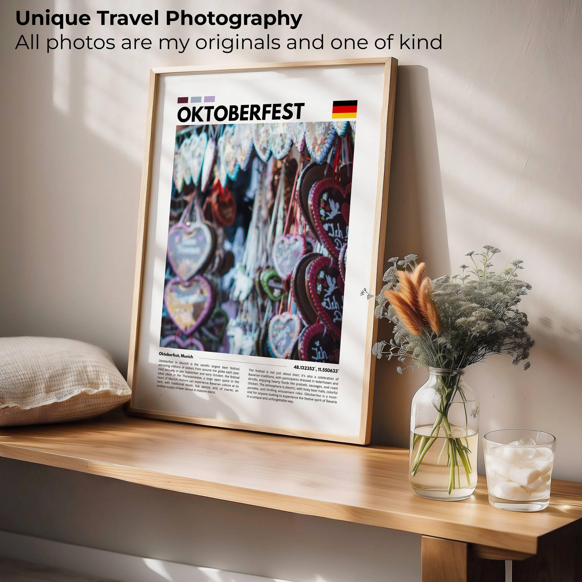 Stunning Munich Oktoberfest scene with vibrant beer halls, traditional music, and joyful crowds, captured in detailed photography for your decor.