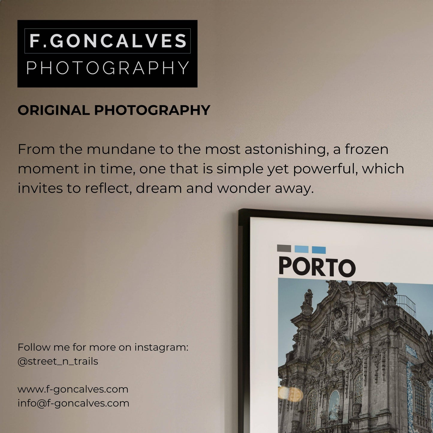 Original Porto blue tile church photo print