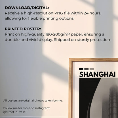 Shanghai noir black high rises photography poster