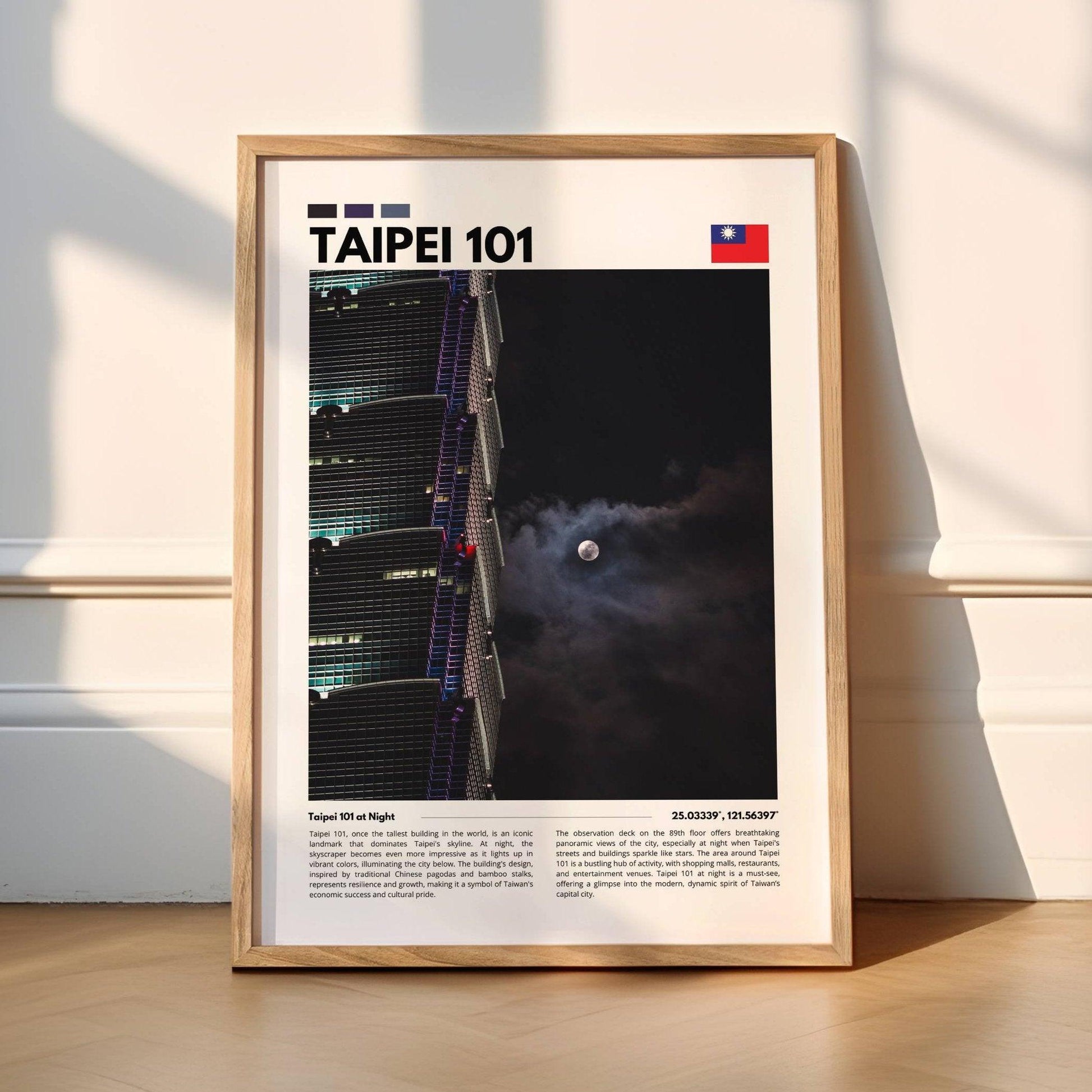 Taipei 101 moon photography poster