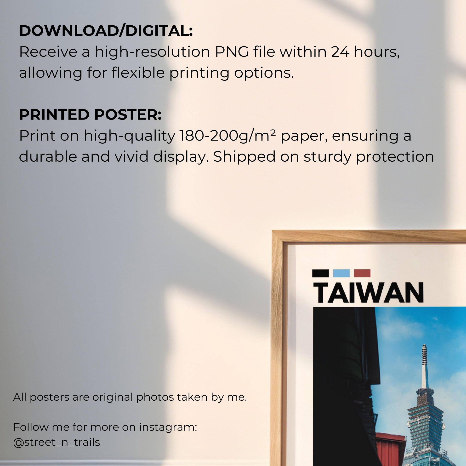 Breathtaking poster of Taipei 101, one of the tallest buildings in the world, showcasing its impressive height and architectural elegance with stunning detail. Perfect wall art for cityscape lovers and modern decor enthusiasts.