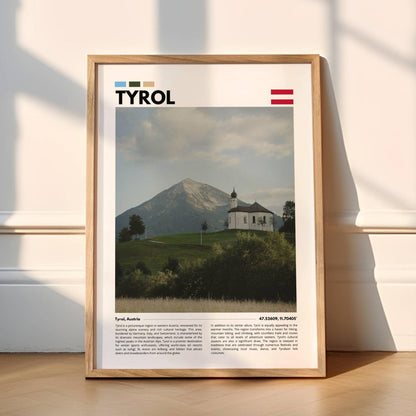 Tyrol chapel with Alps photography poster