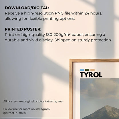 Scenic Tyrol chapel and mountains poster