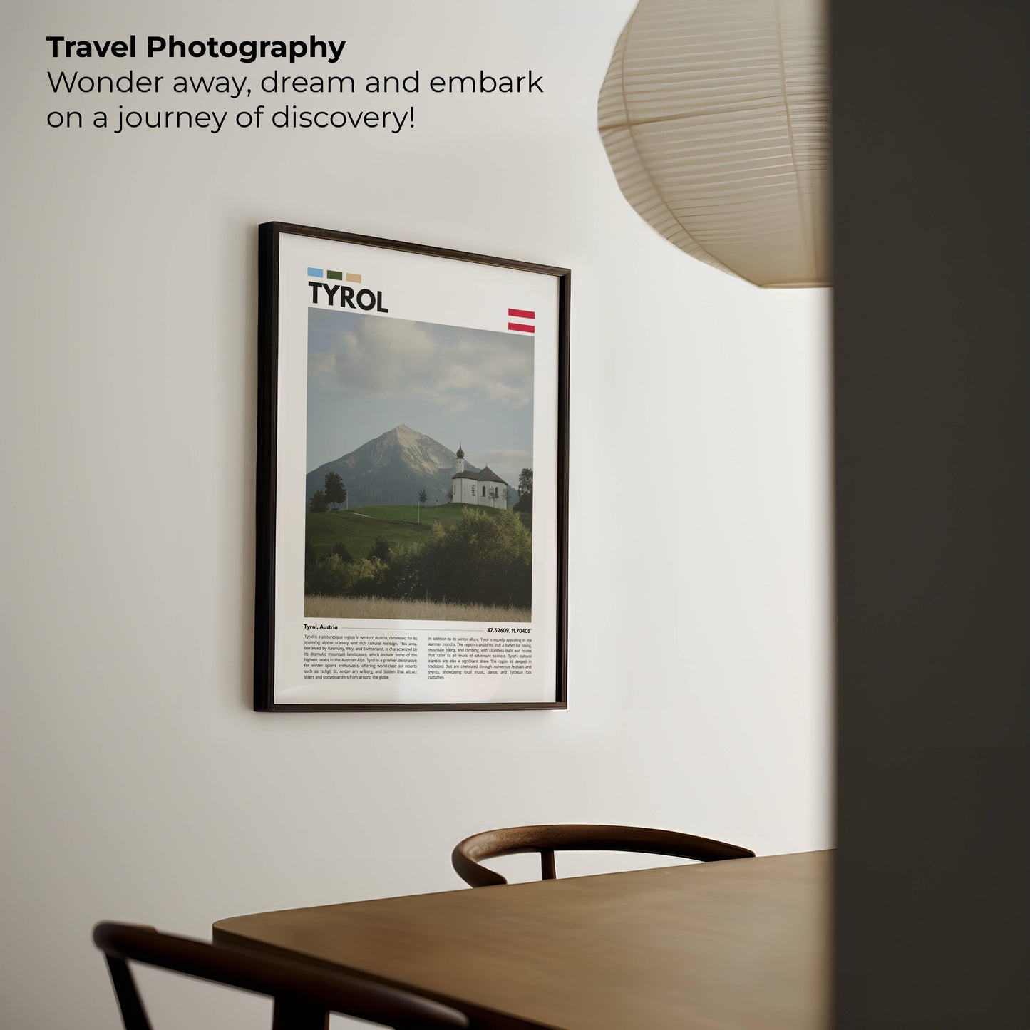 Tyrol Alps chapel travel photography poster