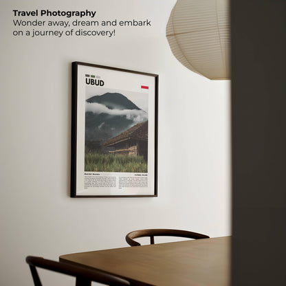 Breathtaking view of Udub mountains in Bali, captured in stunning photography, offering a peaceful and tranquil atmosphere for any modern or nature-themed interior.